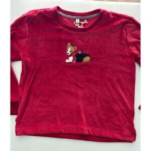 Ellen DeGeneres ED Plush Red Pullover Sweatshirt With Dog Embroidery Womens Medi